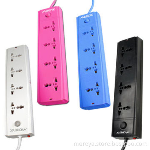 Universal standard power strip with 4 socket outlets + US plug, extension cord, overload protection